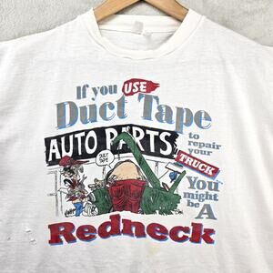 Vtg Jeff Foxworthy If You Use Duct Tape Redneck Shirt Mens XL White Distressed